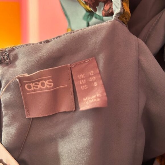 ASOS Salon Floral Jacquard Puff Sleeve Cut Out Dress - 8 - Picture 8 of 14